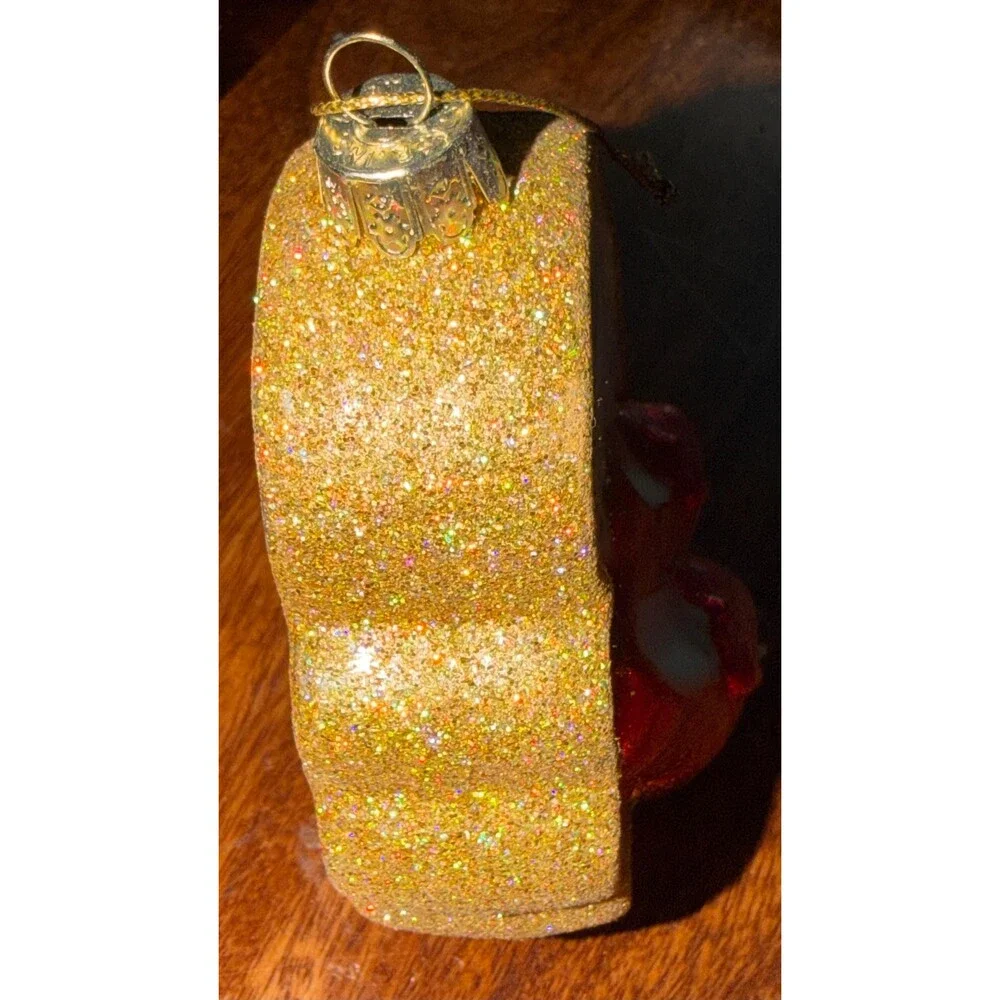Wizard of Oz Ruby Slippers Christmas Ornament Kurt Adler Glass Ornament 2 sides